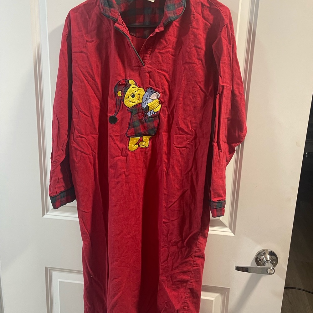 Disney Red and Green Plaid Sleepwear Flannel Have One Small Damage